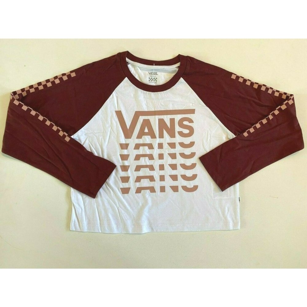 Vans New Wrapped Up Long Sleeve Crop White T-Shirt